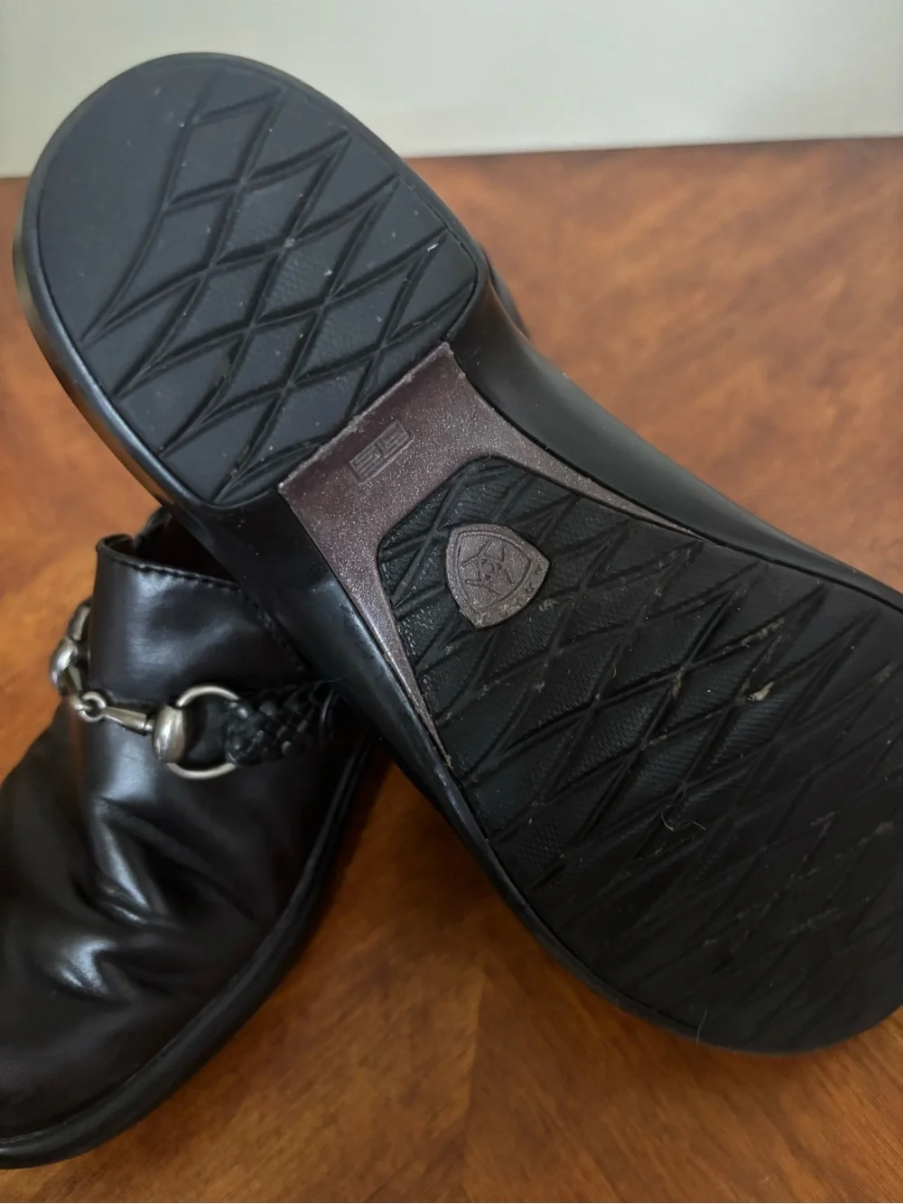 Ariat Black Leather Slip-On Loafers with Silver Bit
